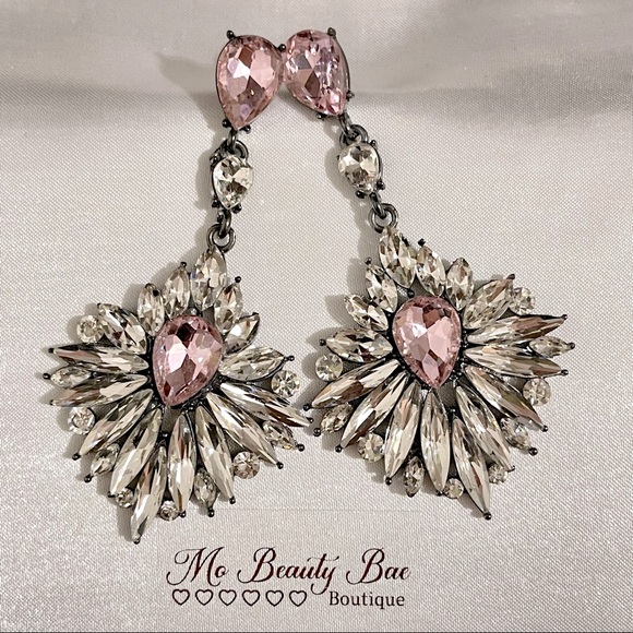 Crystal Pink Drop Earrings - Picture 2 of 6